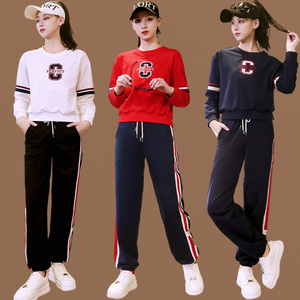 秋冬季运动服套装棉新款广场舞宽松跳舞跑步服卫衣两件套鬼步舞女
