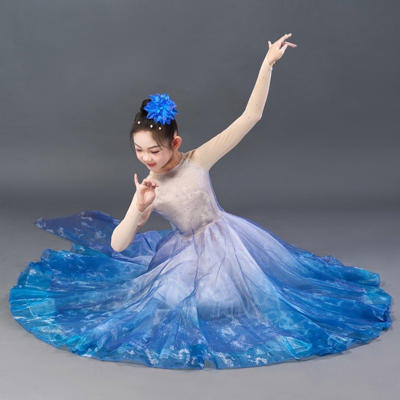 中大童古典舞蹈服幻海望月舞蹈长裙飘逸大摆裙合唱服歌伴舞演出服,童装/婴儿装/亲子装,儿童演出服,淘宝优惠券,粉丝福利购,淘宝优惠卷