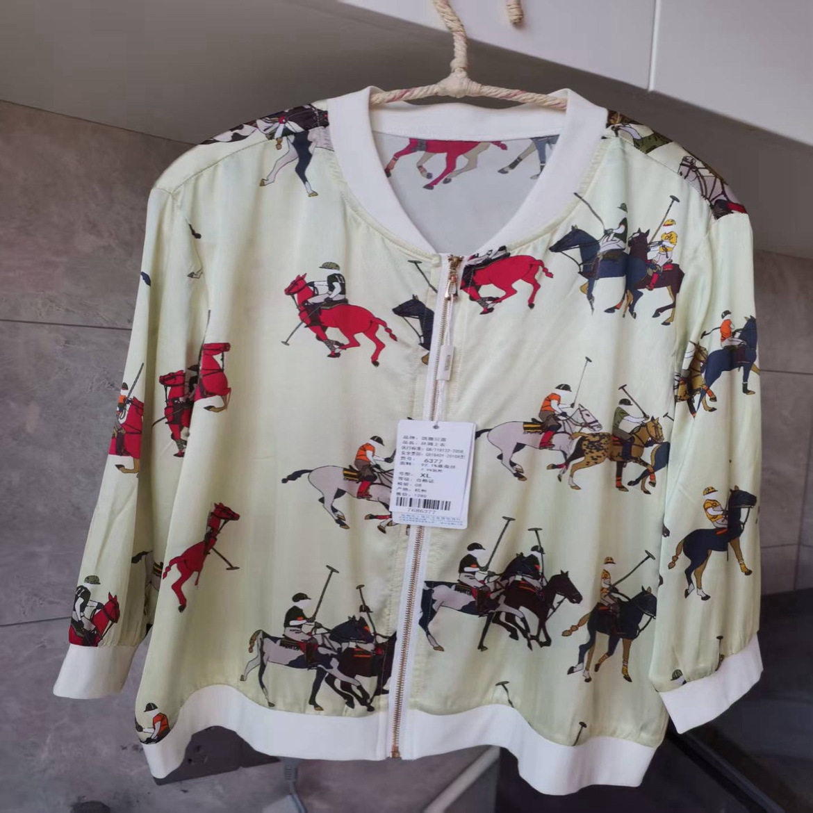 马球polo衫 真丝桑蚕丝弹力缎 上衣无领夹克外套棒球服防晒衣