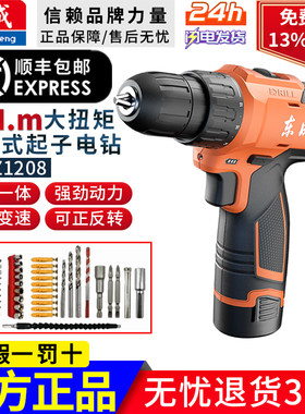 东成电钻电动螺丝刀多功能套装工具箱家用手电钻锂电钻 DCJZ1208