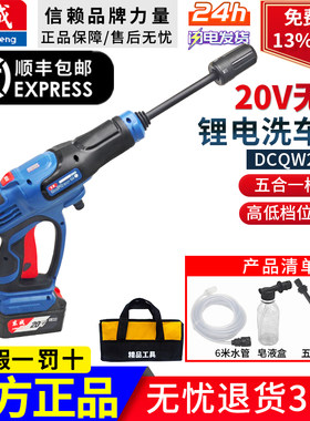 东成无线锂电高压洗车水枪