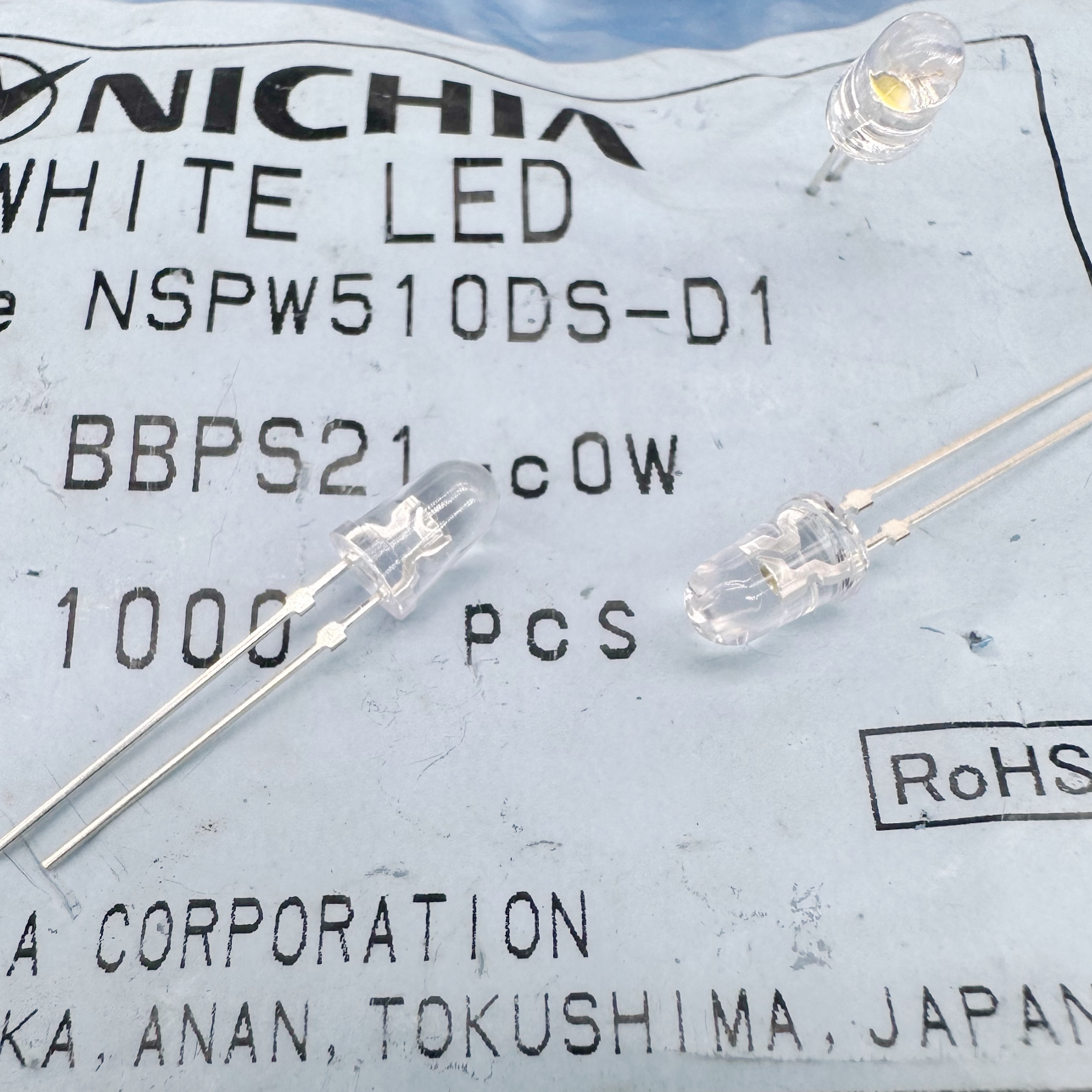NSPW510DS-D1进口日本F5高亮白光LED直插5MM日亚发光二极管c0W档