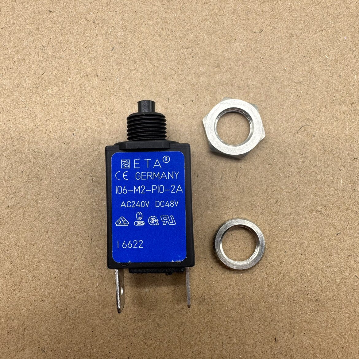 106-M2-P10-2A热过载断路器48VDC 德ETA AC240V新 2A热保护E-T-A