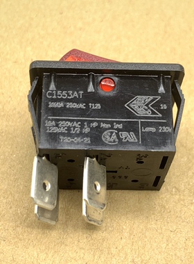 C1553AT船型翘板开关16A250V发光带灯红色4脚2档面板安装