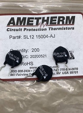 SL12-15004原装15欧4A直径12mmNTC热敏电阻SL1215004电路保护