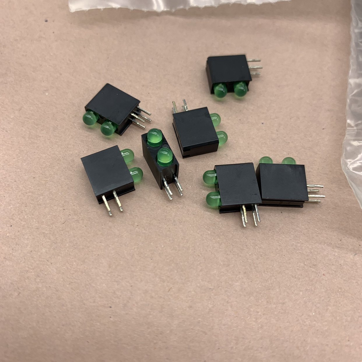 553-0122 dialight进口led翠绿4脚2灯发光二极管f电路板指示器3mm