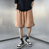 A331-K111-P48麂皮绒凹凸字母印花短裤，男装休闲裤，电商C409