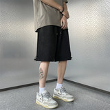 A331-K111-P48麂皮绒凹凸字母印花短裤，男装休闲裤，电商C409