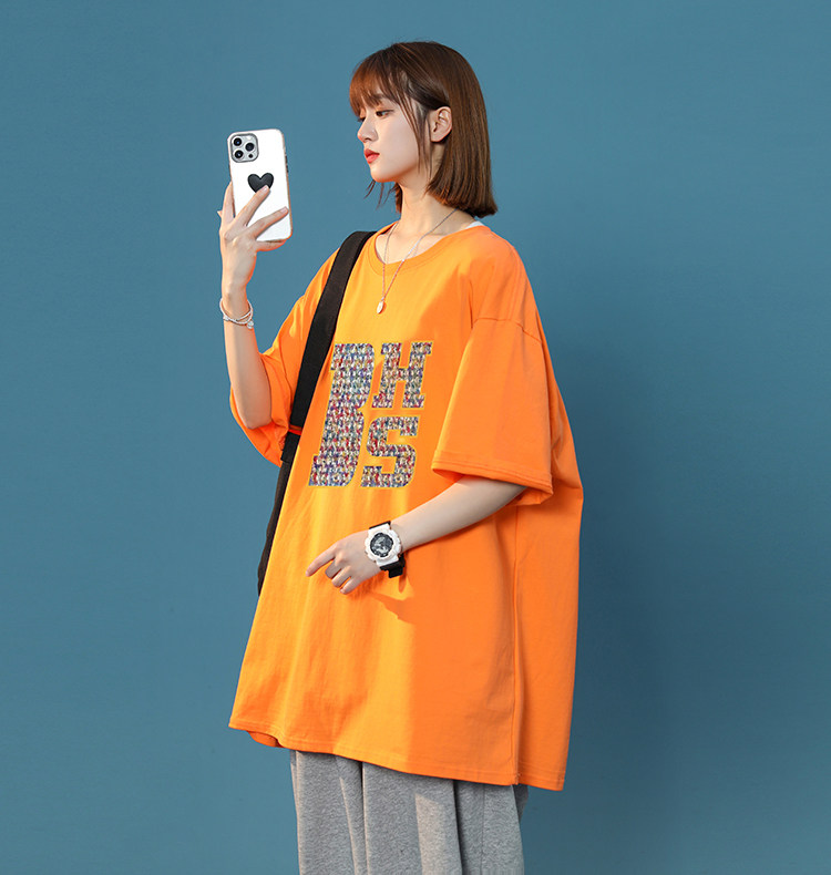 C210-T511-P25美式棕色纯棉短袖T恤女复古休闲学生小众设计感上衣,男装T恤,电商C409