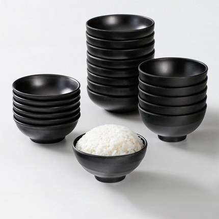 密胺餐具仿瓷米饭小碗黑色饭店专用塑料饭碗商用餐饮火锅店蘸料碗