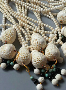 猛犸象牙镂空雕刻小巧玲珑毛衣链