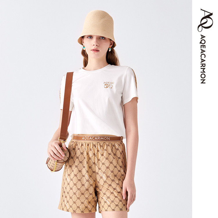 雅格上美 春夏新款女士通勤日常休闲短袖T恤 A24CF01J41