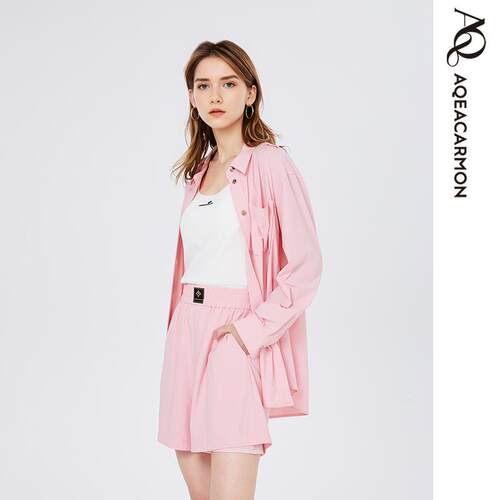 雅格上美 春夏新款女士时尚休闲百搭宽松显瘦粉色衬衫 A25CF13J12