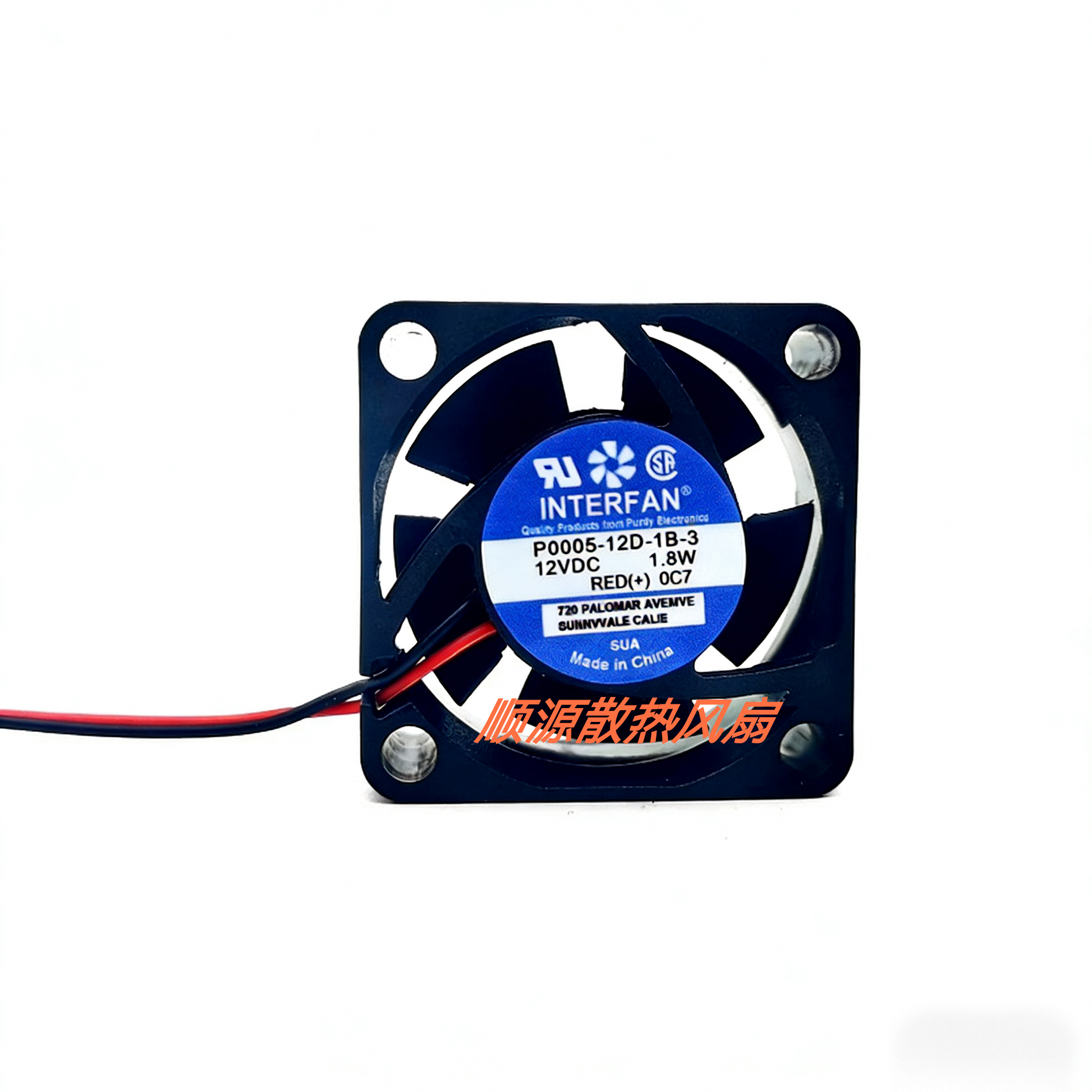 全新INTERFAN P0005-12D-1B-3 12VDC 1.8W 4020 机箱电源散热风扇