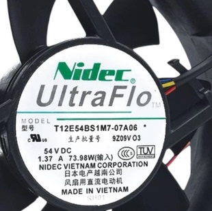 07A06 1.37A 12CM 54V 四线PWM温控 12038 NIDEC风扇T12E54BS1M7