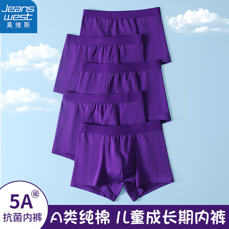 真维斯男童纯棉紫色平角内裤儿童紫腚赢中大童学生新款四角短裤头,童装/婴儿装/亲子装,内裤,淘宝优惠券,粉丝福利购,淘宝优惠卷