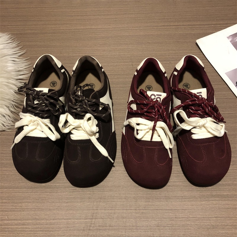 韩系复古增高德训鞋女2025秋冬款舒适轻便加绒休闲运动阿甘鞋