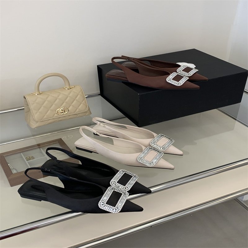 法式尖头水钻包头凉鞋女粗跟后空仙女风名媛气质轻熟风后绊带单鞋,女鞋,时装凉鞋,淘宝优惠券,粉丝福利购,淘宝优惠卷