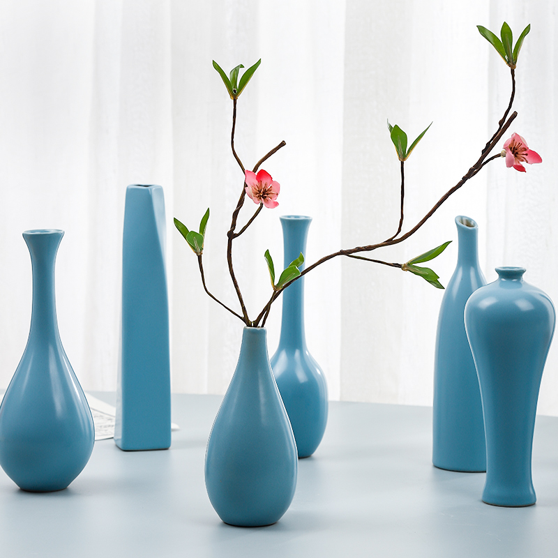 陶瓷景德镇桌面蓝色花瓶