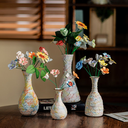 景德镇陶瓷马卡龙色永生花瓶