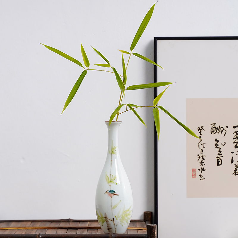 禅意中式风青釉陶瓷茶艺桌小花瓶