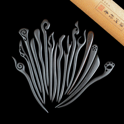 短款黑檀木发簪古风高级感新中式簪子檀木盘发木簪汉服马面裙头饰