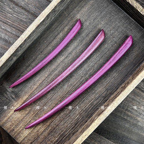 原创紫心木弯月古风发簪天然原木紫芯木发簪日常复古国风发簪子