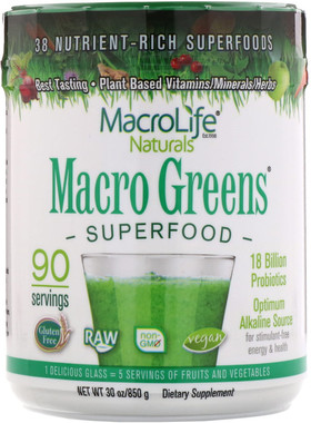 美国Macrolife Macro Greens超级绿色食品益生菌果蔬粉850克 大绿