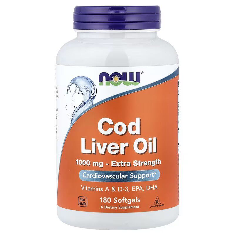 美国 Now Foods Cod Liver Oil 鳕鱼肝油  650mg / 1000mg 软胶囊