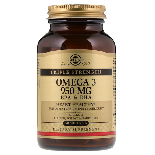 美国Solgar鱼油欧米茄-3 EPA&DHA三重力量 950mg 50粒 软胶囊
