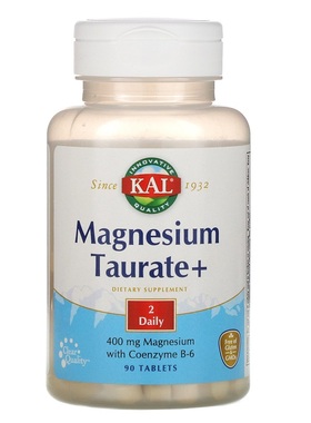 美国 KAL Magnesium Taurate 牛磺酸镁+B6 400毫克 90片