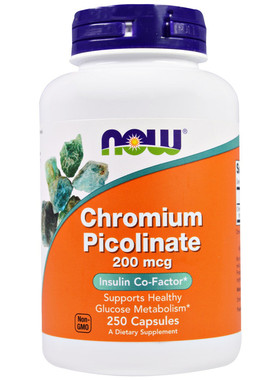 现货美国Now Foods Chromium Picolinate 吡啶甲酸铬200微克250粒