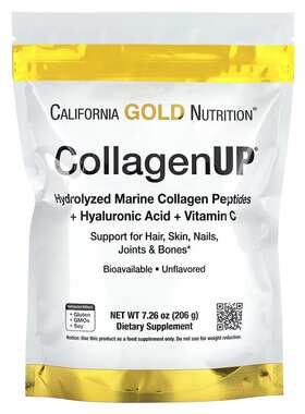 现货美国California Gold Nutrition鱼胶原蛋白肽粉+VC玻尿酸204g