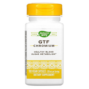 美国Nature's Way GTF Chromium铬烟酸铬葡萄糖血糖代谢100粒胶囊