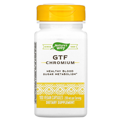 美国Nature's Way GTF Chromium铬烟酸铬葡萄糖血糖代谢100粒胶囊