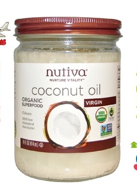 美国  Nutiva coconut oil 初榨 椰子油 414ml 玻璃瓶