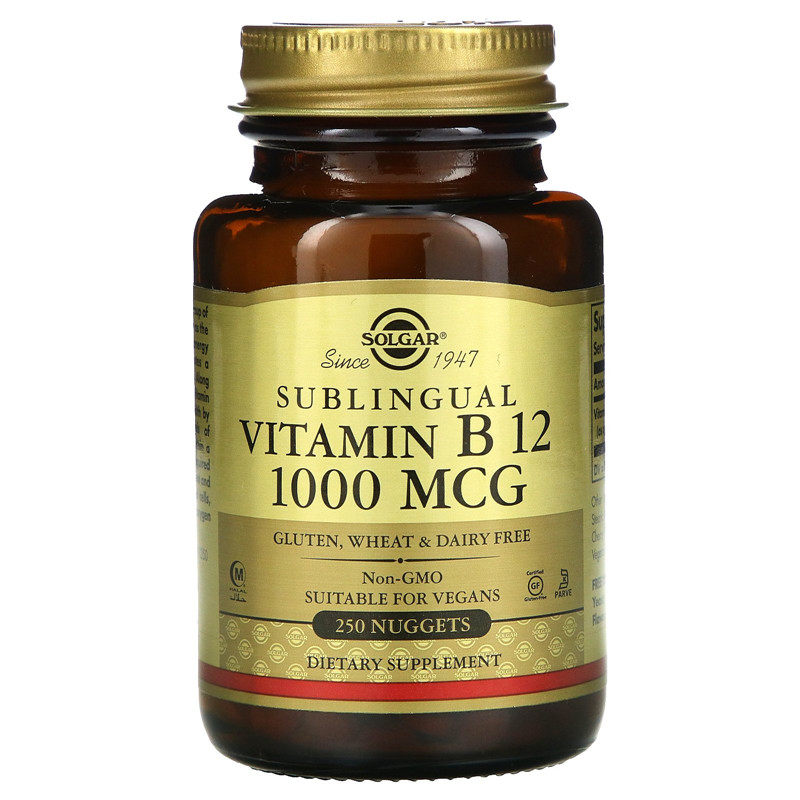 美国Solgar B12 舌下含服维生素 B12 1000mcg*250片 氰钴胺