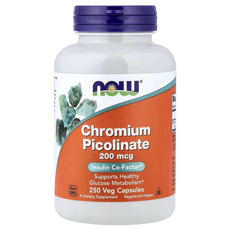 美国Now Foods Chromium Picolinate 吡啶甲酸铬200微克250粒
