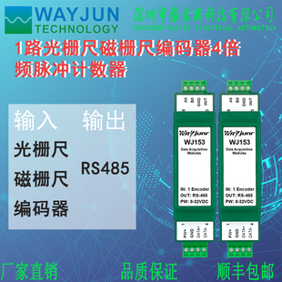 1路光栅尺磁栅尺编码器4倍频脉冲计数器Modbus RTU模块WJ153维君
