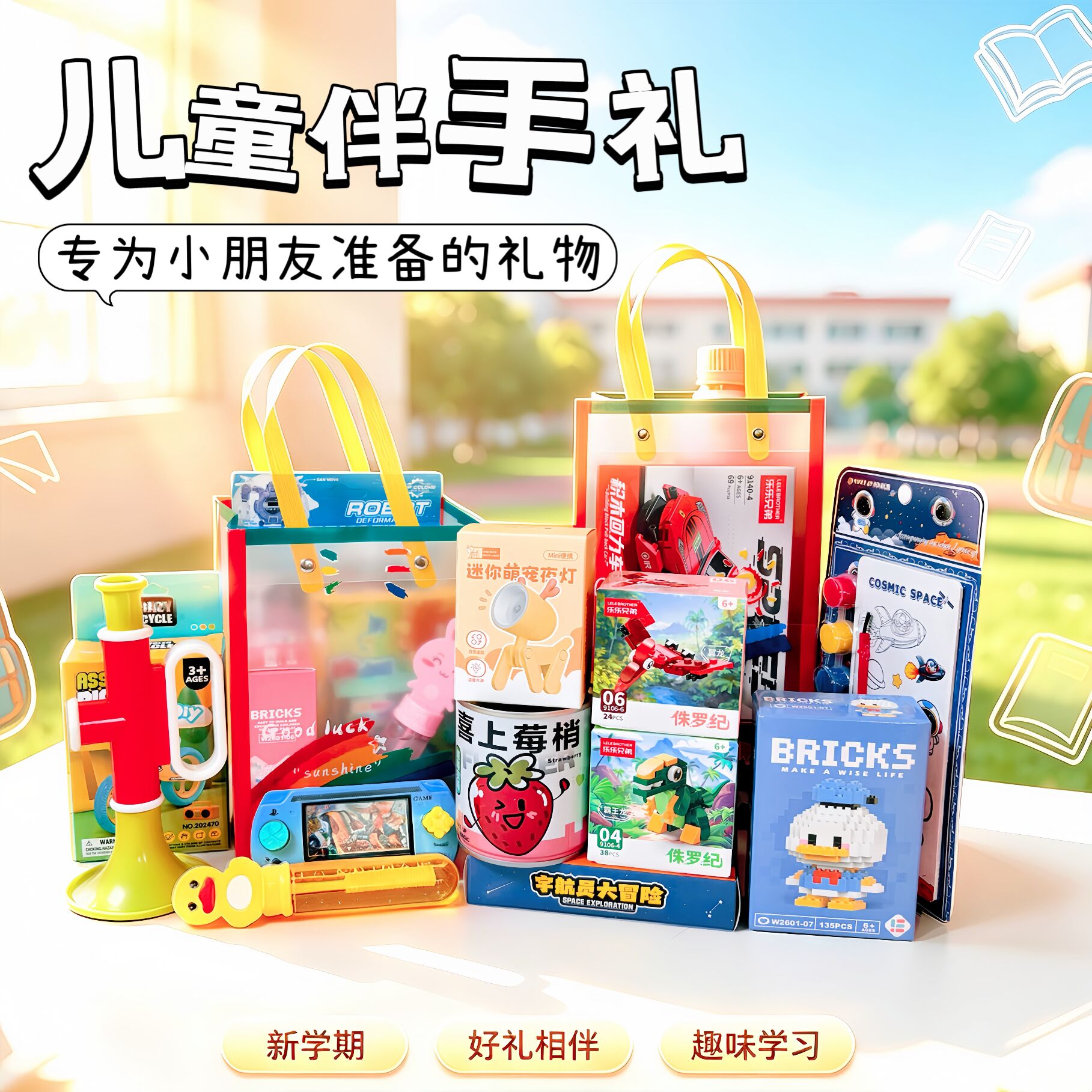 卡通儿童开学生日礼物玩具礼盒