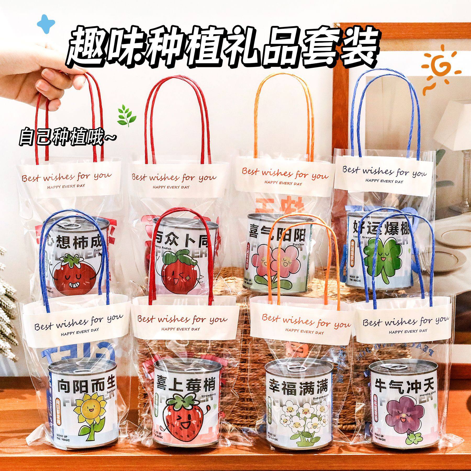 创意奖品趣味种植礼品套装儿童生日礼物卡通手提袋伴手礼送学生