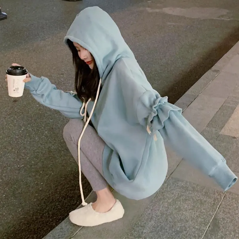 两件套秋冬时尚套装女气质棉服马甲外套+韩版宽松加绒连帽卫衣潮