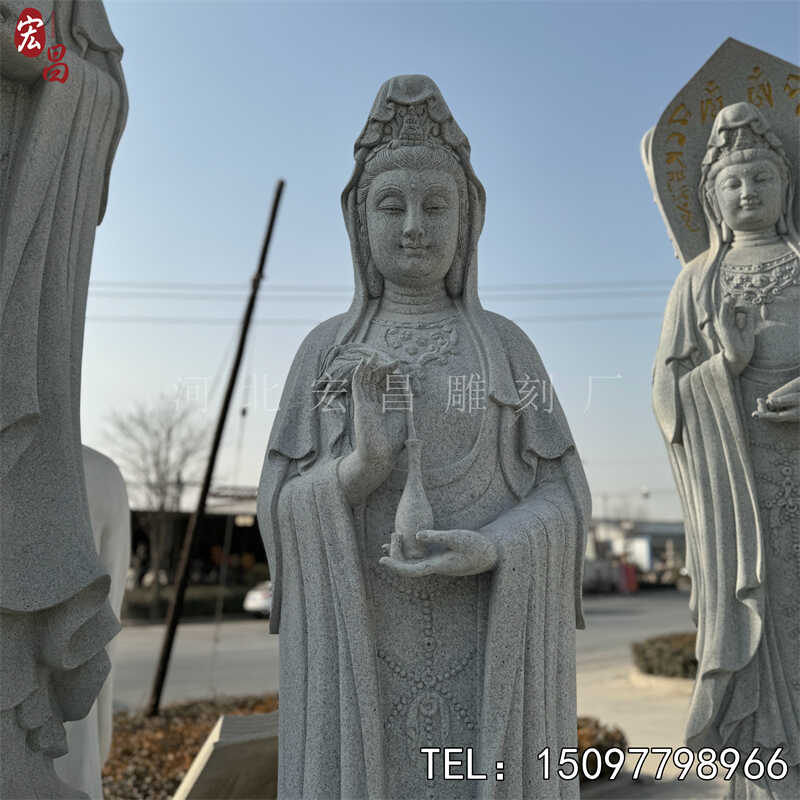 青石观音像菩萨雕像寺庙户外园林寺院庙宇文院大型佛像滴水观世音