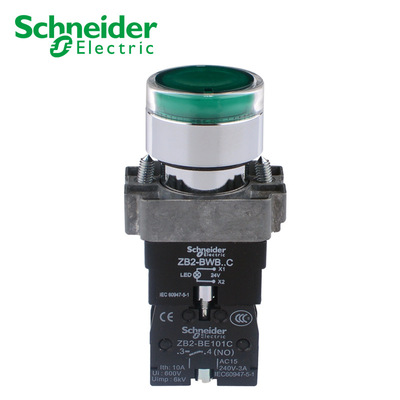 施耐德 自复位 绿色带灯按钮24V XB2BW33B1C=ZB2BWB31C+ZB2BW33C