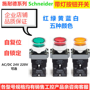 施耐德ZB2-BWB..C带灯按钮开关自复位XB2BW33B1C红绿平头按钮锁定