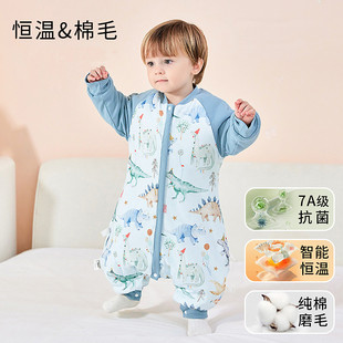 儿童睡袋秋冬防踢被男童女宝宝加厚恒温夹棉保暖冬季婴儿连体睡衣