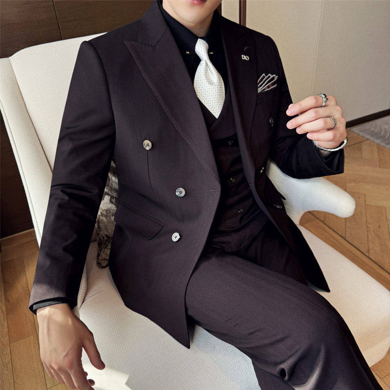 雷蒙西装结婚礼服新郎西服套装男职业正装商务休闲韩版修身三件套