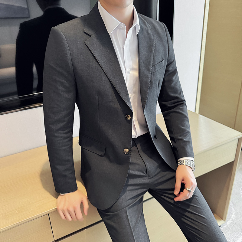 雷蒙夏季轻熟绅士西服套装男修身商务职业正装英伦风新郎结婚礼服