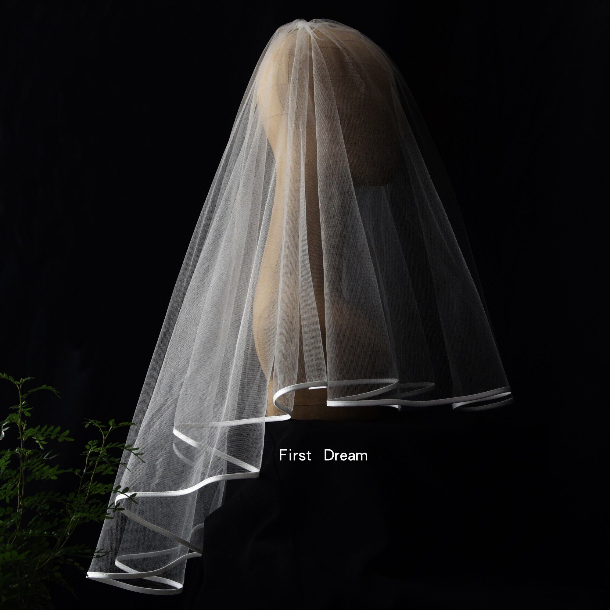 FirstDream新款新娘结婚拍照白色缎面包边高清超透婚礼轻高级头纱