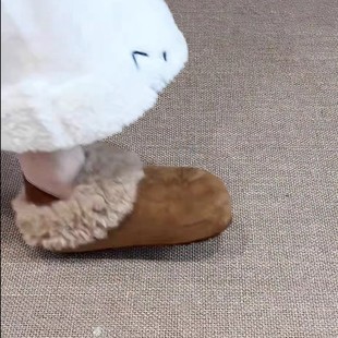 爆款复古勃肯2025年冬季新款厚底增高舒适毛毛棉鞋时尚气质棉鞋女